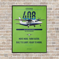 Thumbnail for Cessna 408 SkyCourier vertical canvas print - framed - light green background