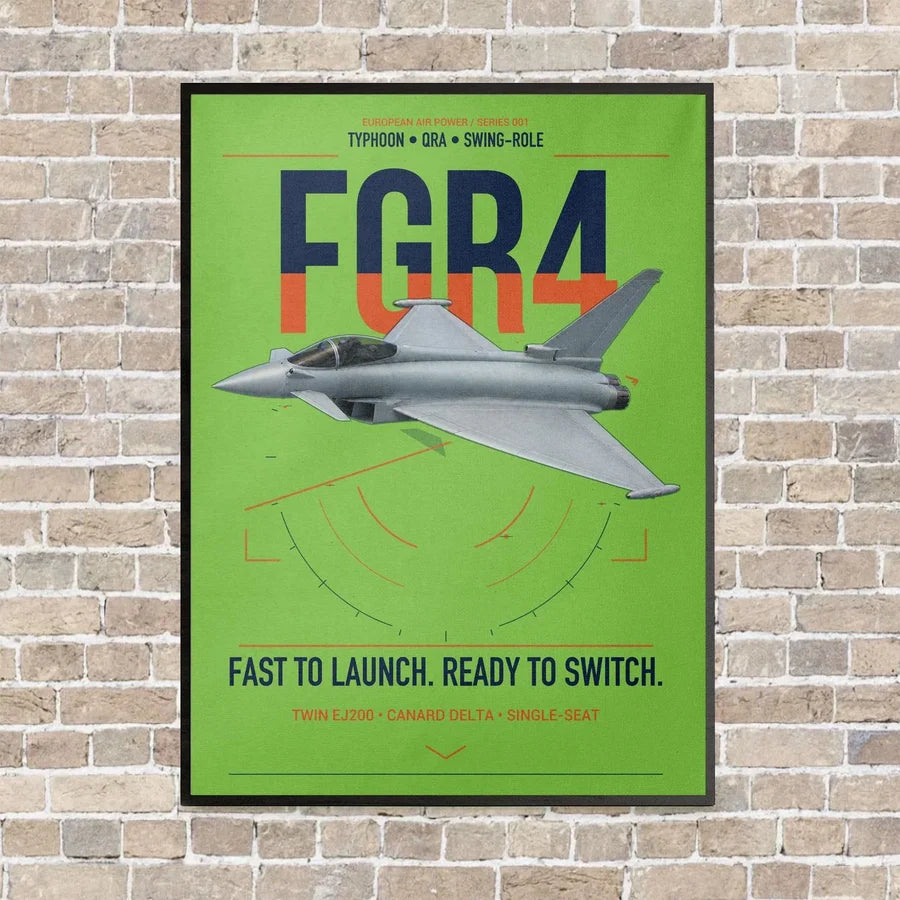 Eurofighter Typhoon FGR4 vertical canvas print - framed - light green background