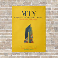 Thumbnail for Monterrey International Airport MTY vertical canvas print - no frame - yellow background