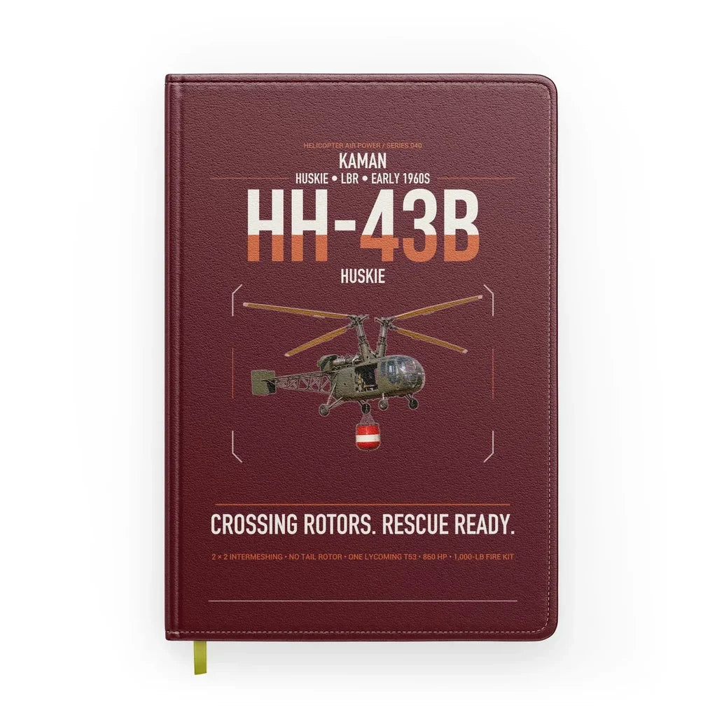 Kaman HH-43B Huskie design on dark red notebook
