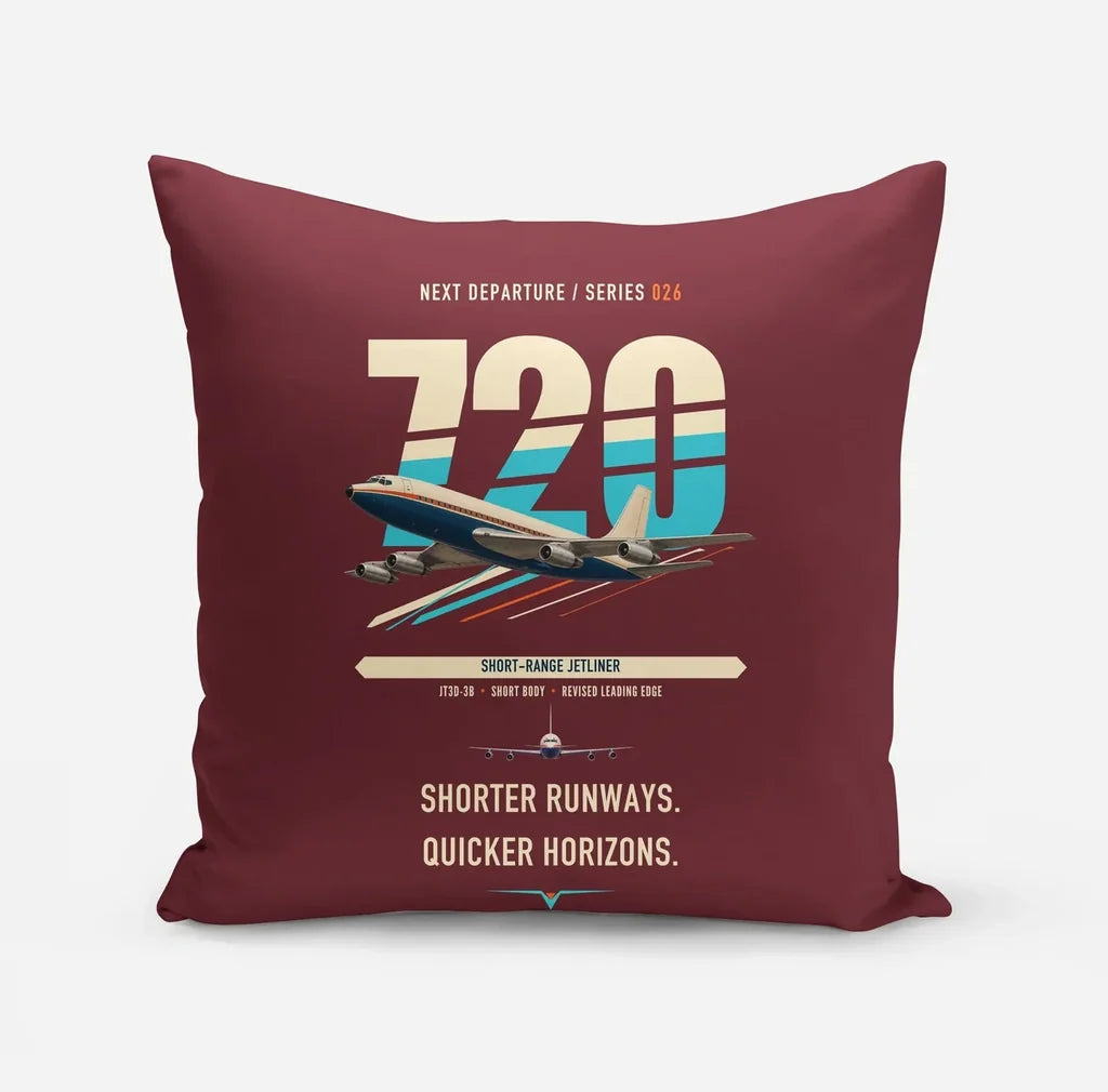 Boeing 720B design on dark red pillow