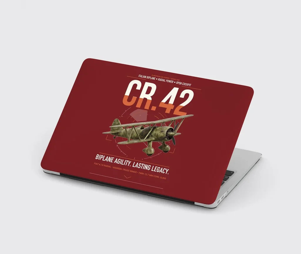 Fiat CR.42 Falco design on dark red MacBook case