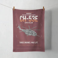 Thumbnail for Sikorsky CH-53E Super Stallion design on dark red towel