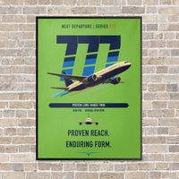 Thumbnail for Boeing 777-200ER vertical canvas print - framed - light green background