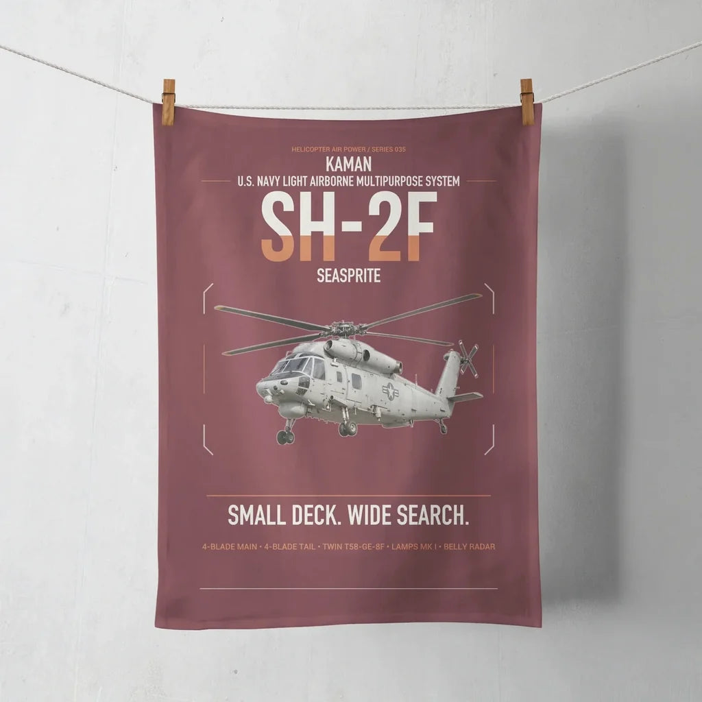 Kaman SH-2F Seasprite design on dark red towel