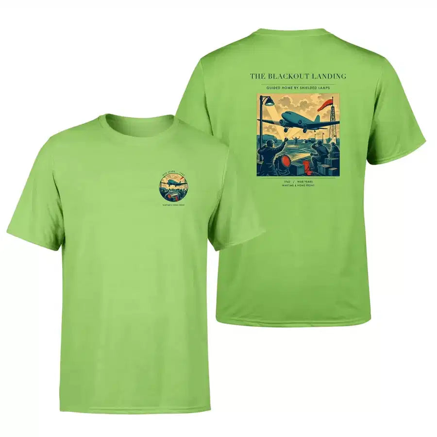 VINTAGE G4501 - The Blackout Landing - Double-Side T-Shirt design on lightgreen double side t shirt