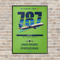 Thumbnail for Boeing 787-10 Dreamliner vertical canvas print - framed - light green background