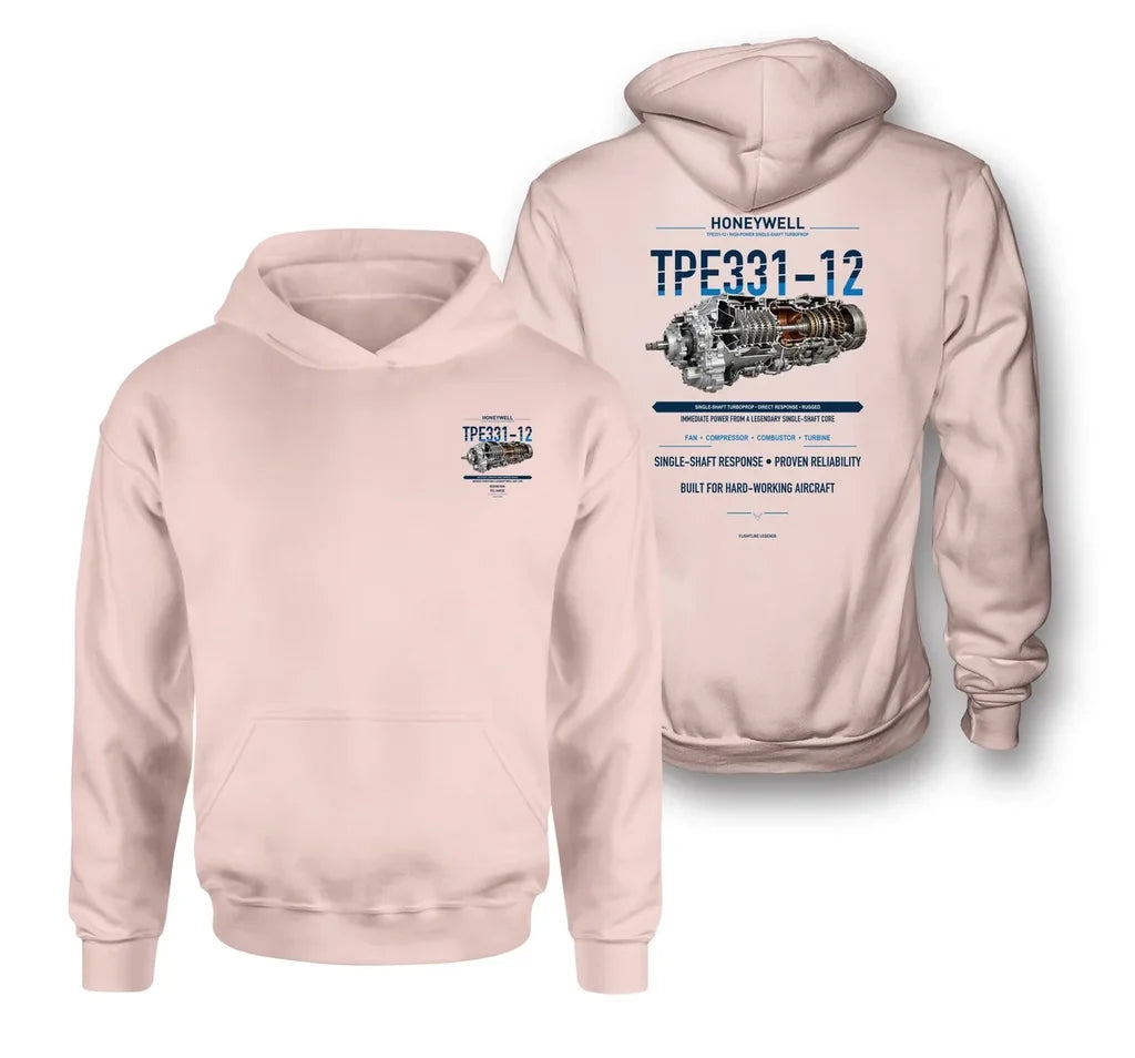 TPE331-12 design on pink hoodie