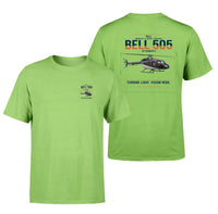 Thumbnail for Bell 505 Jet Ranger X design on light green t-shirt, double-side print
