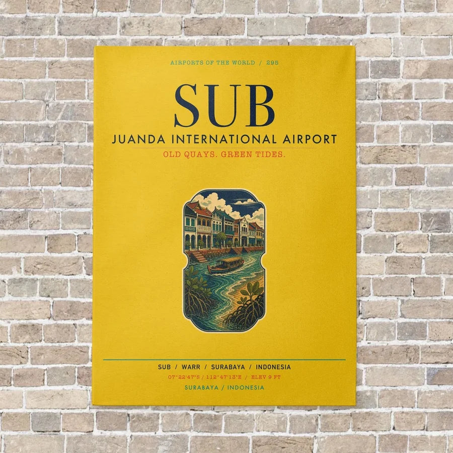 Juanda International Airport Surabaya SUB vertical canvas print - no frame - yellow background