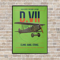 Thumbnail for Fokker D.VII vertical canvas print - framed - light green background