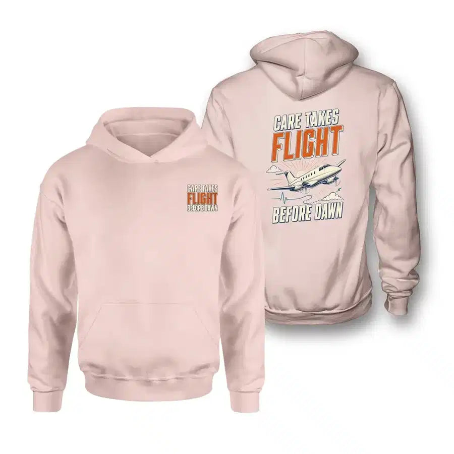 SIGNAL 564 - Care Takes Flight Before Dawn - Double-Side Hoodie design on pink double side hoodie