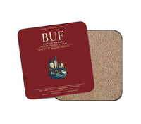 Thumbnail for Buffalo Niagara International Airport (BUF) design on dark red 1 piece coaster