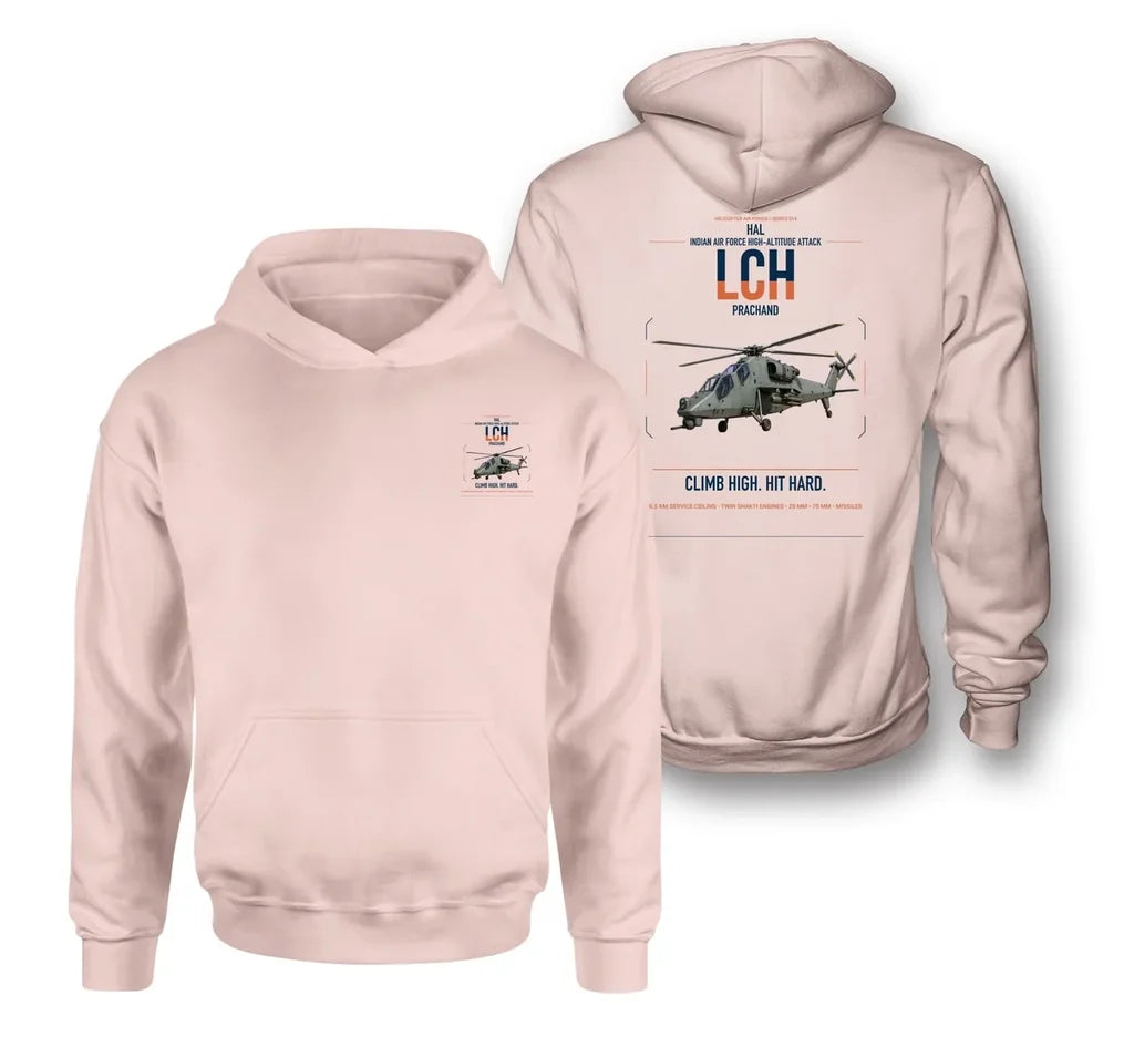 HAL LCH Prachand design on pink double-side hoodie, double-side print