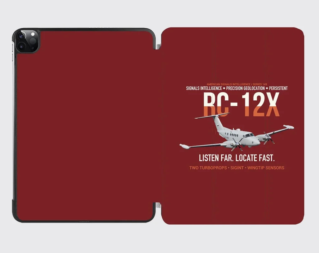 RC-12X Guardrail Signals From Above design on dark red ipad tablet case