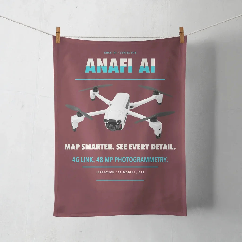Parrot ANAFI Ai design on dark red towel