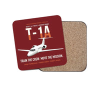 Thumbnail for T-1A Jayhawk Advanced Jet Trainer design on dark red 1 piece coaster