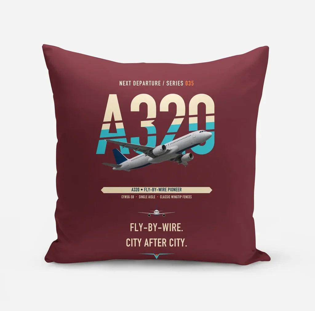 Airbus A320 design on dark red pillow