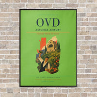 Thumbnail for Asturias Airport OVD vertical canvas print - framed - light green background