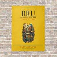 Thumbnail for Brussels Airport BRU vertical canvas print - no frame - yellow background