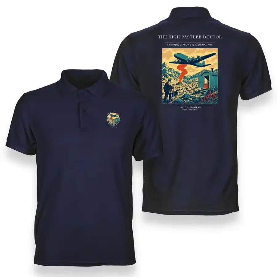 VINTAGE G4348 - The High Pasture Doctor - Double-Side Polo T-Shirt design on navyblue