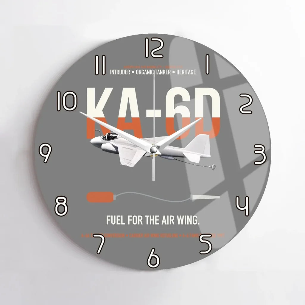 KA-6D Intruder design on gray no frame wall clock