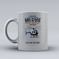 Thumbnail for MD Helicopters MD 530F design on light gray ceramic mug, double-side print