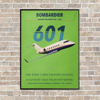 Thumbnail for Bombardier Challenger 601 vertical canvas print - framed - light green background