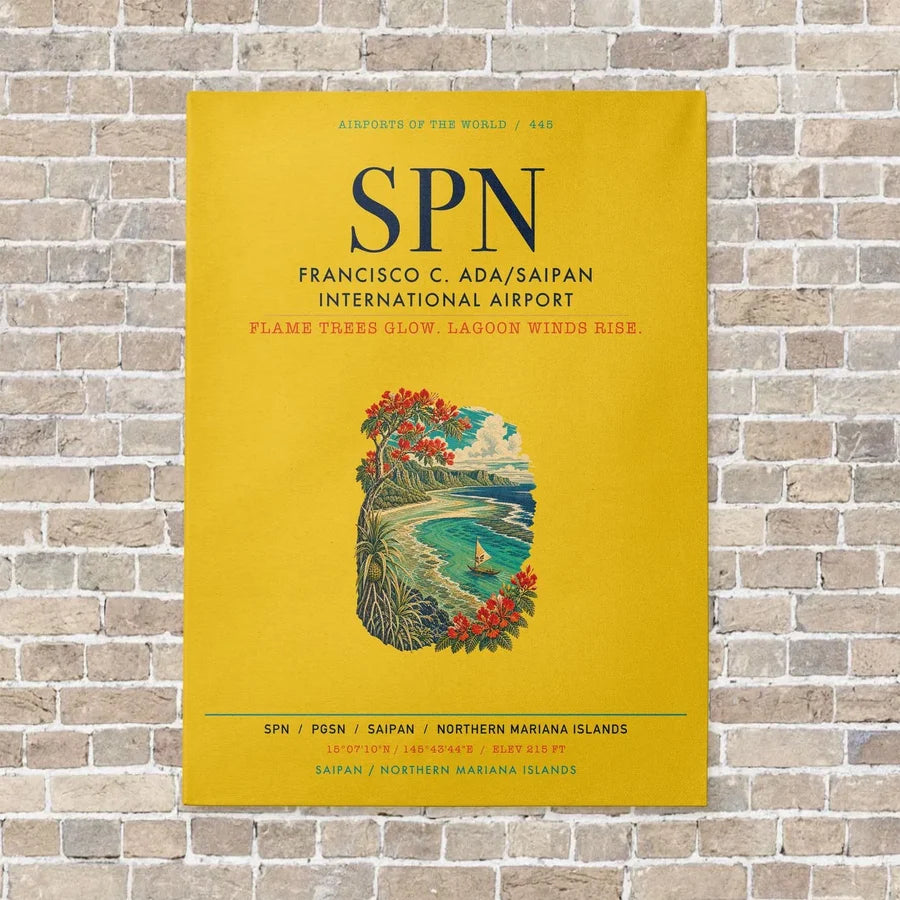 Francisco C. Ada Saipan International Airport SPN vertical canvas print - no frame - yellow background