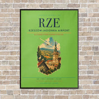 Thumbnail for Rzeszów-Jasionka Airport RZE vertical canvas print - framed - light green background