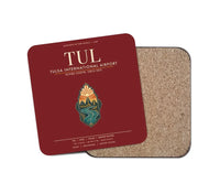 Thumbnail for Tulsa International Airport (TUL) design on dark red 1 piece coaster