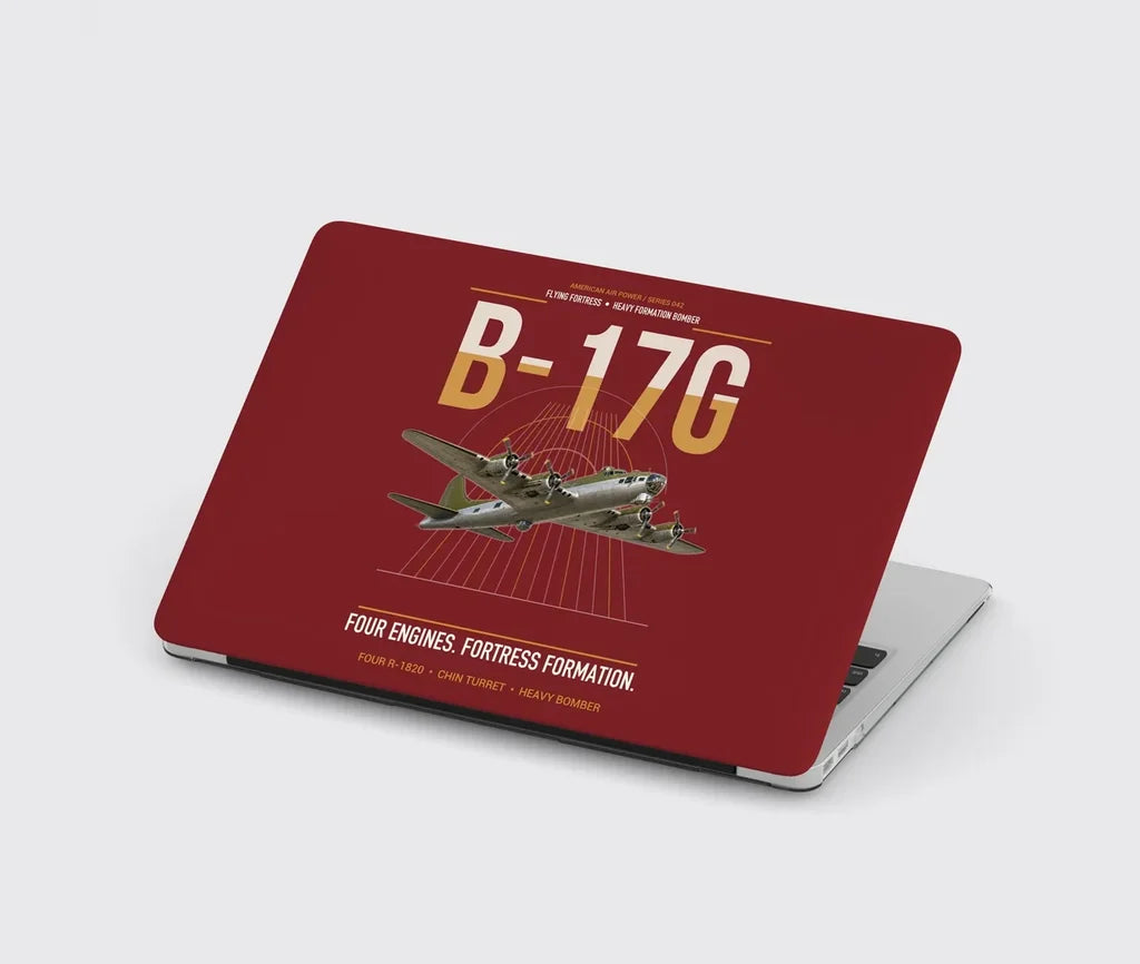 B-17G Flying Fortress design on dark red MacBook case