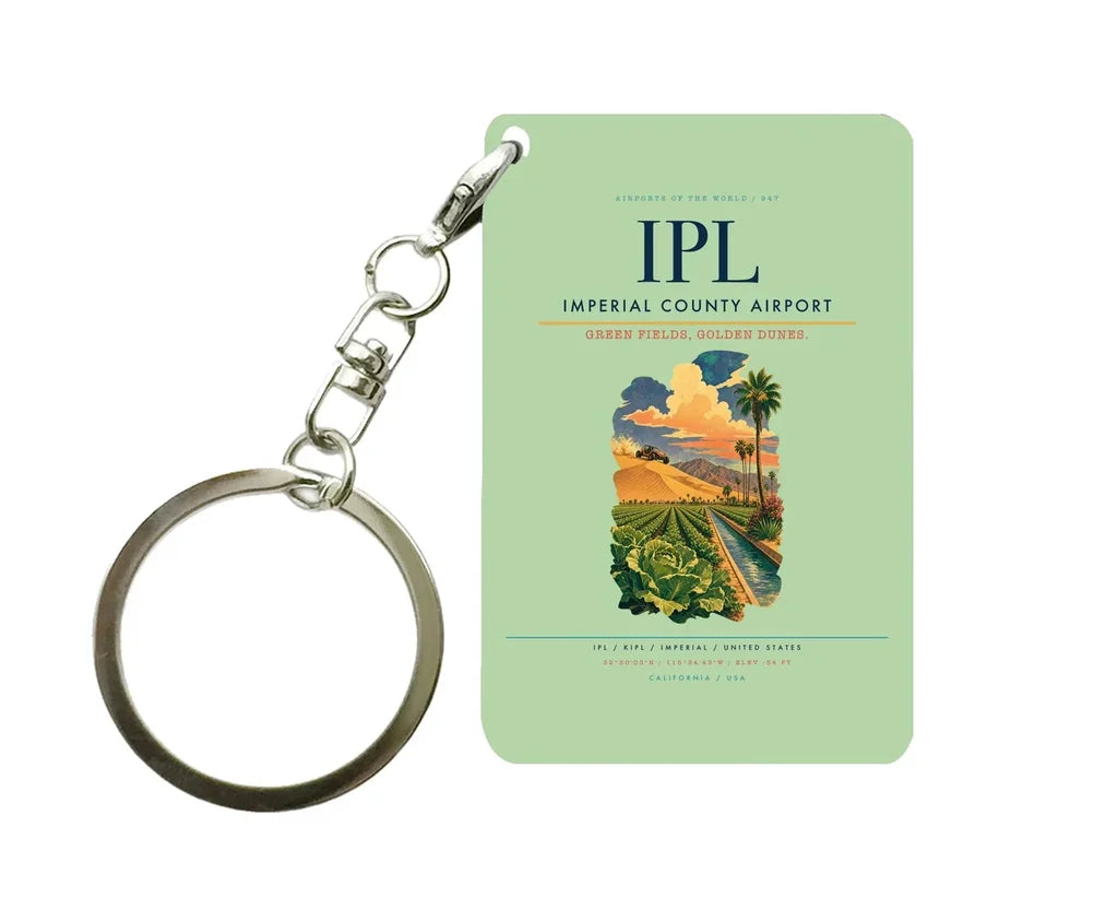 Imperial County Airport (IPL) design on light green key chain