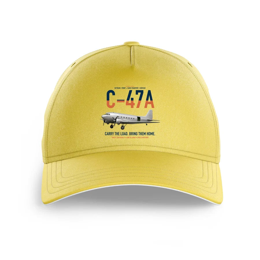 C-47A Skytrain design on yellow printed hat