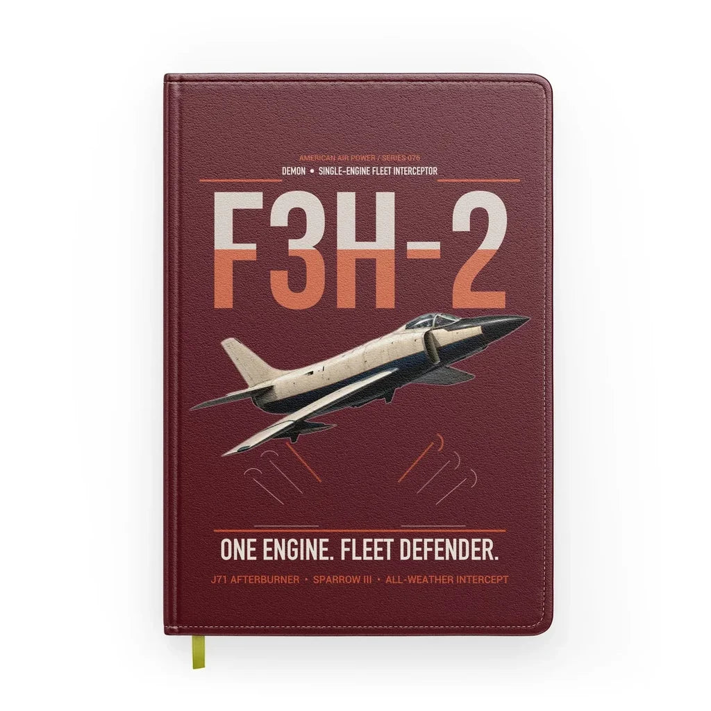 F3H-2 Demon design on dark red notebook