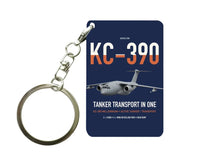 Thumbnail for Embraer KC-390 Millennium design on navy blue designed key chain, double-side print
