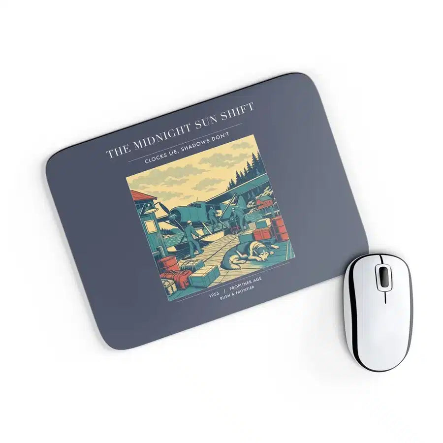 VINTAGE G4284 - The Midnight Sun Shift - Designed Mouse Pads design on navyblue rectangle