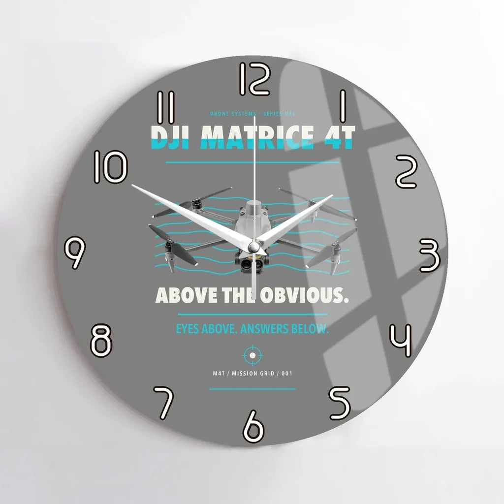 DJI Matrice 4T design on gray no frame wall clock