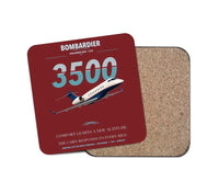 Thumbnail for Bombardier Challenger 3500 design on dark red 1 piece coaster