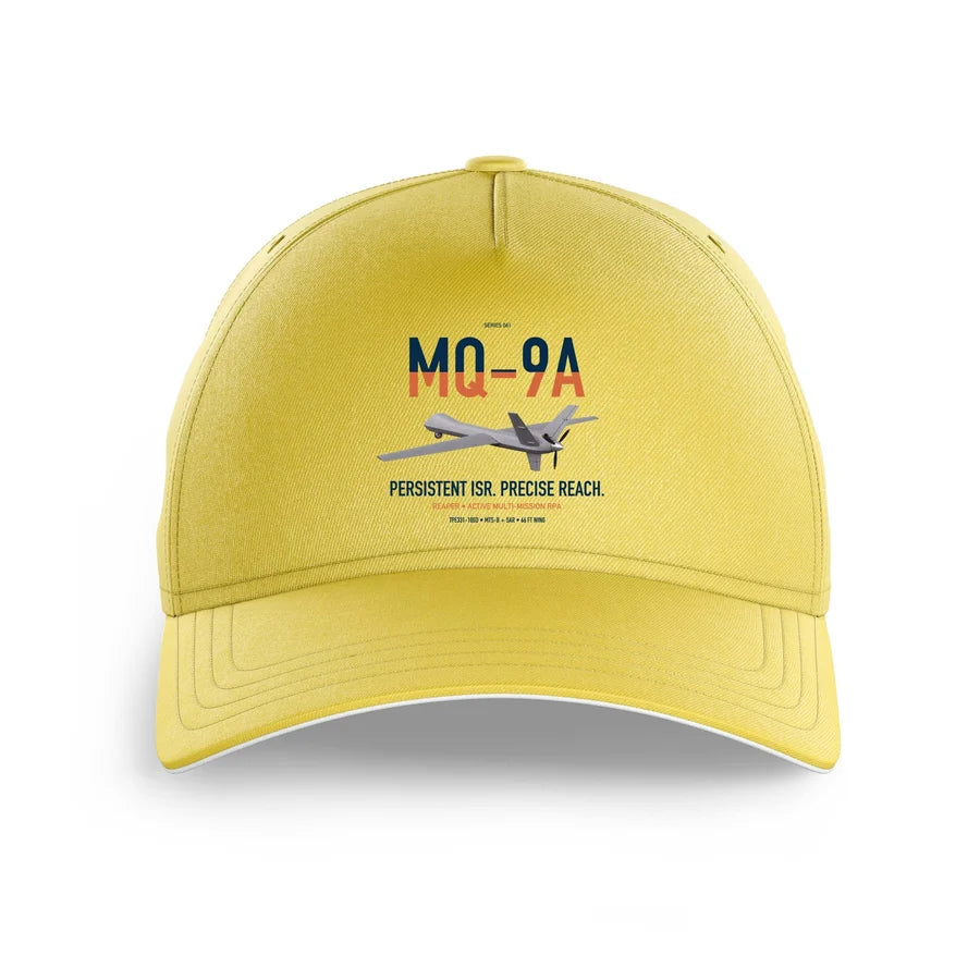 MQ-9A Reaper design on yellow printed hat