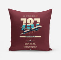 Thumbnail for Boeing 787-9 Dreamliner design on dark red pillow