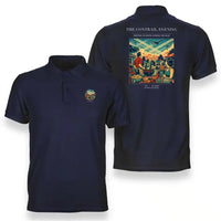 Thumbnail for VINTAGE G4135 - The Contrail Evening - Double-Side Polo T-Shirt design on navyblue