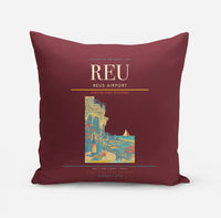 Thumbnail for Reus Airport (REU) design on dark red pillow
