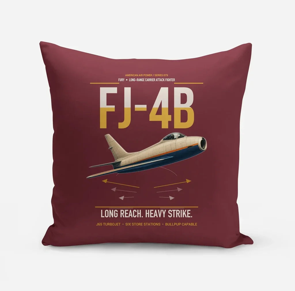 FJ-4B Fury design on dark red pillow