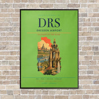 Thumbnail for Dresden Airport DRS vertical canvas print - framed - light green background
