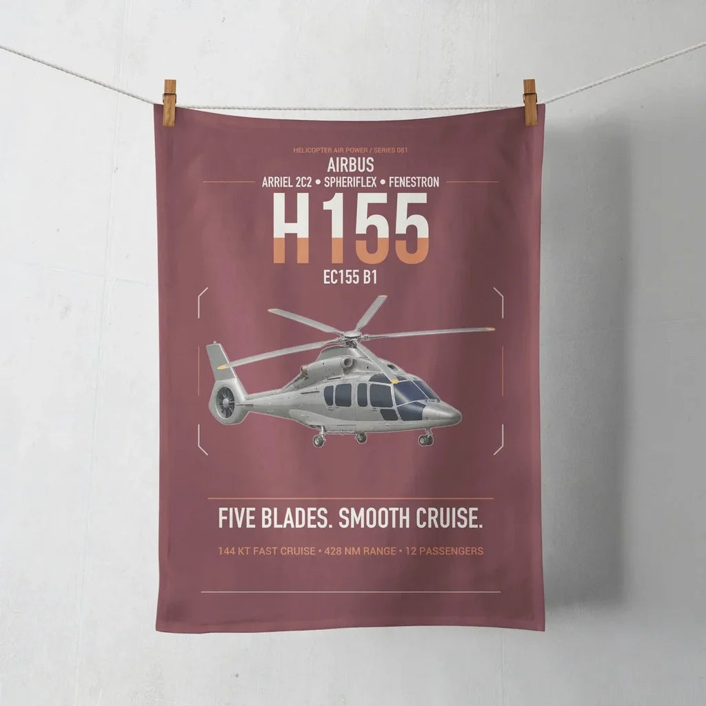 Airbus H155 EC155 B1 design on dark red towel