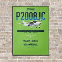 Thumbnail for Tecnam P2008JC NG vertical canvas print - framed - light green background