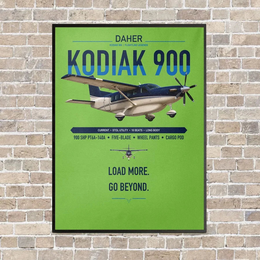 Daher Kodiak 900 vertical canvas print - framed - light green background