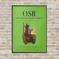 Thumbnail for Leoš Janáček Airport Ostrava OSR vertical canvas print - framed - light green background