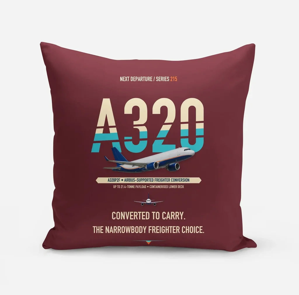 Airbus A320P2F design on dark red pillow
